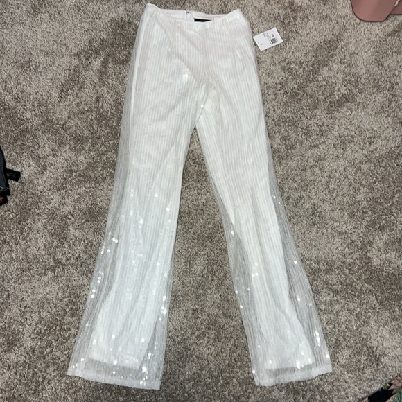 NWT FOREVER 21 l Sequin High-Rise Flare Pants size xs - Picture 7 of 11
